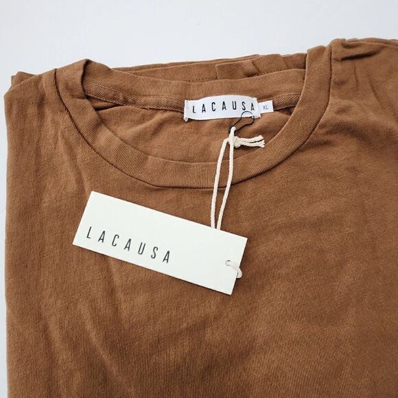 Nwt LACAUSA - Size XL - Women's Boxy Tee in Toffee/ Brown Organic Cotton - Picture 4 of 4